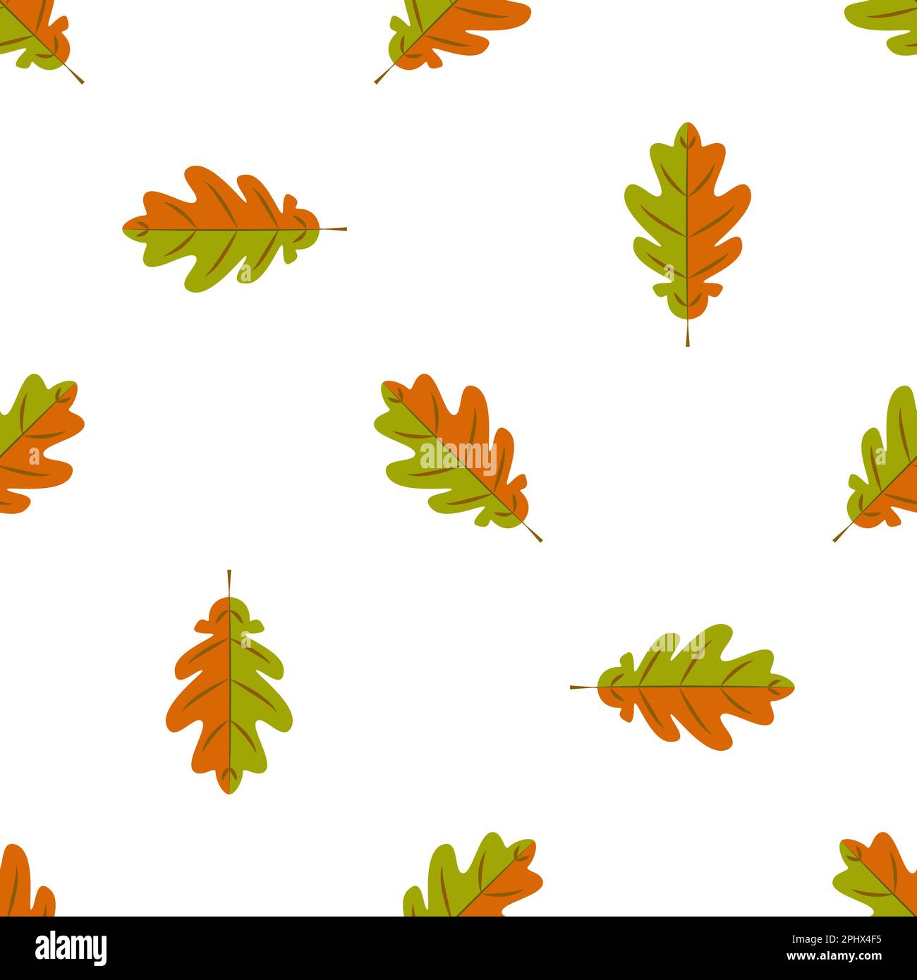 Disegno astratto vettoriale senza cuciture di foglie di quercia autunnale. Illustrazione Vettoriale