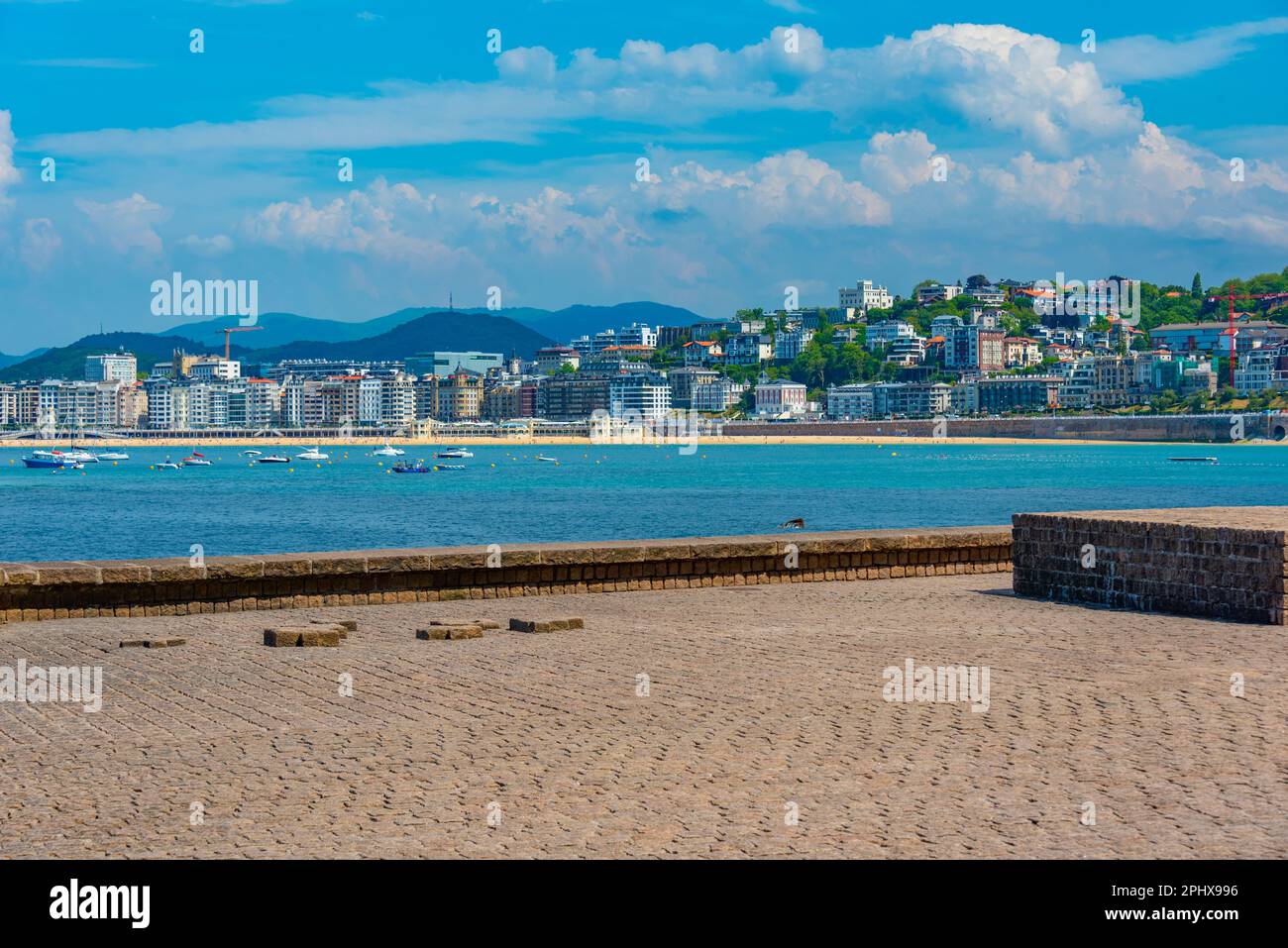 Vista sul lungomare di San Sebastian, Spagna. Foto Stock