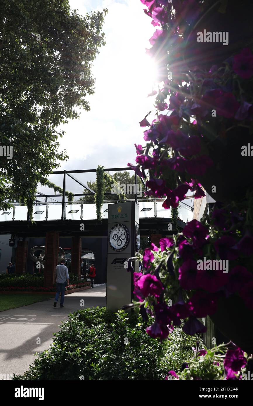 Melbourne, Australia. 30th Mar, 2023. Atmosfera paddock - orologio Rolex. Gran Premio d'Australia, giovedì 30th marzo 2023. Albert Park, Melbourne, Australia. Credit: James Moy/Alamy Live News Foto Stock