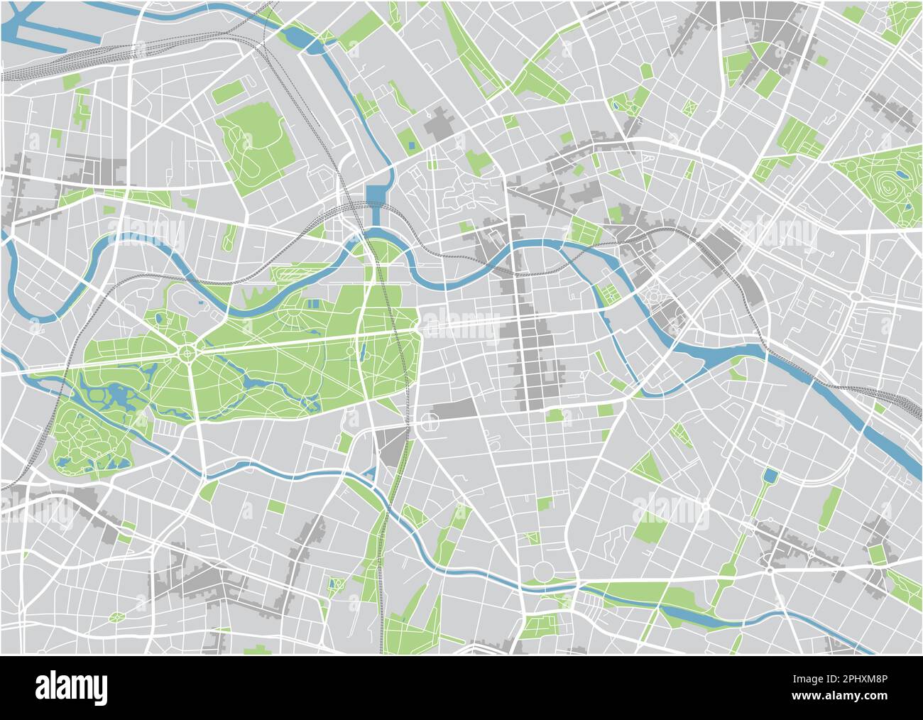 Mappa vettoriale della città di Berlino con strati separati ben organizzati. Illustrazione Vettoriale