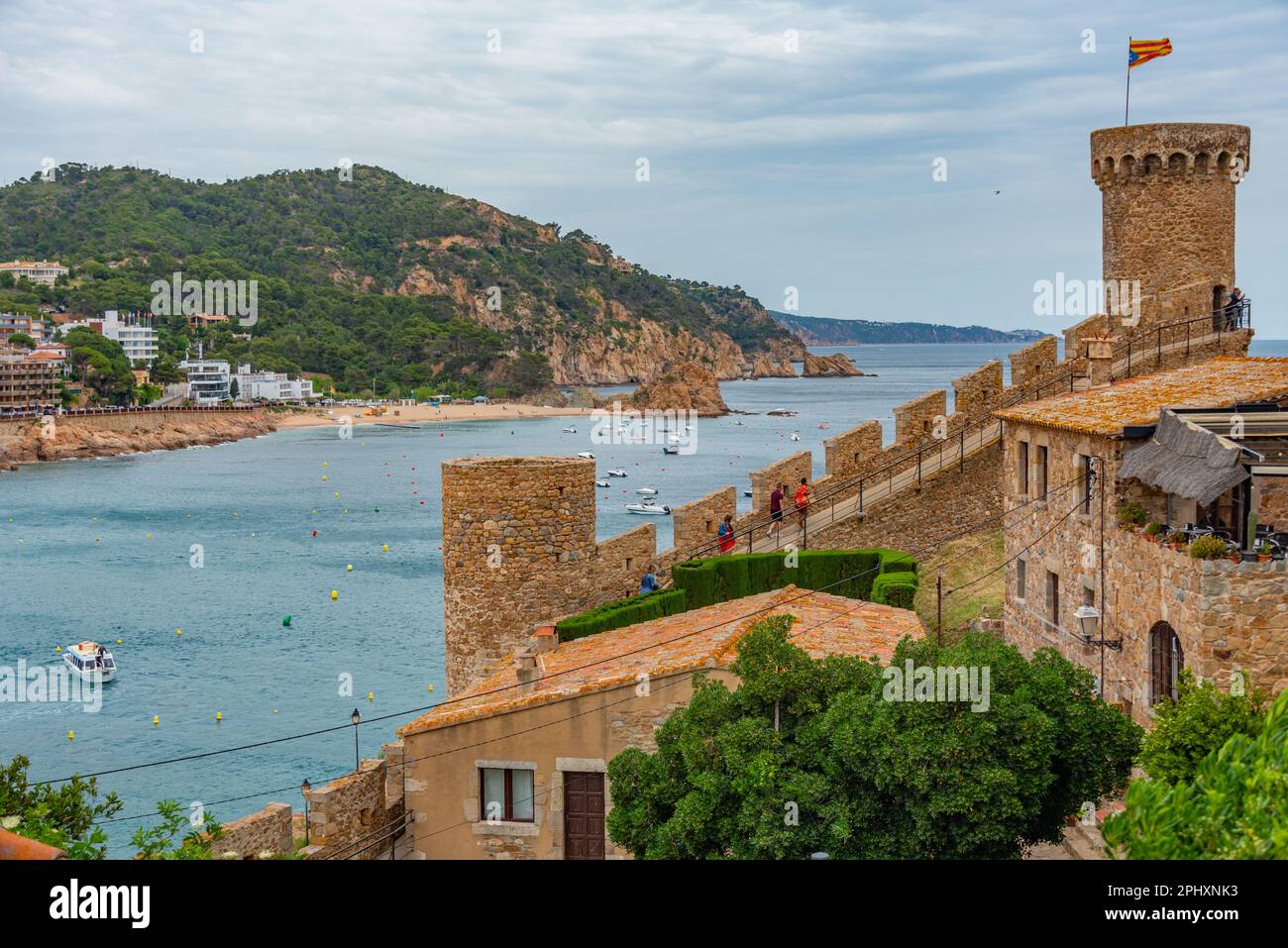 Muralles de Tossa de Mar castello in Spagna. Foto Stock