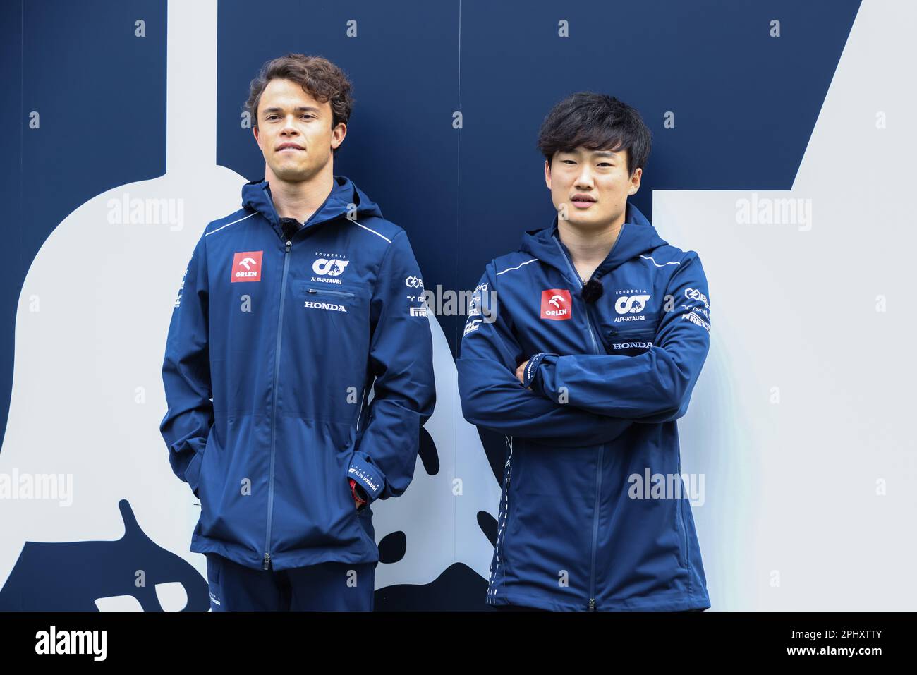 Melbourne, Australia. 29th Mar, 2023. Nyck De Vries dei Paesi Bassi e della Scuderia AlphaTauri in posa per le fotografie nel paddock davanti al Gran Premio d'Australia di Formula uno all'Albert Park Circuit di Melbourne. Credit: SOPA Images Limited/Alamy Live News Foto Stock