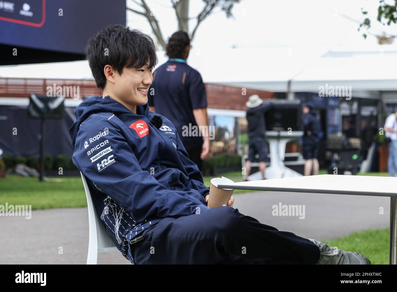 Melbourne, Australia. 29th Mar, 2023. Yuki Tsunoda del Giappone e della Scuderia AlphaTauri nel paddock davanti al Gran Premio d'Australia di Formula uno all'Albert Park Circuit di Melbourne. Credit: SOPA Images Limited/Alamy Live News Foto Stock