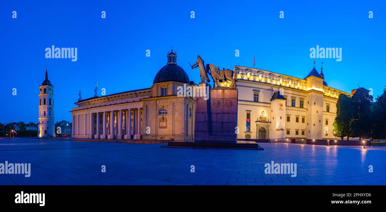 Cattedrale di San Stanislao nella capitale lituana vilnius durante la notte. Foto Stock