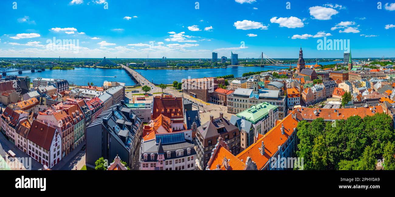 Veduta aerea del centro della capitale lettone riga. Foto Stock