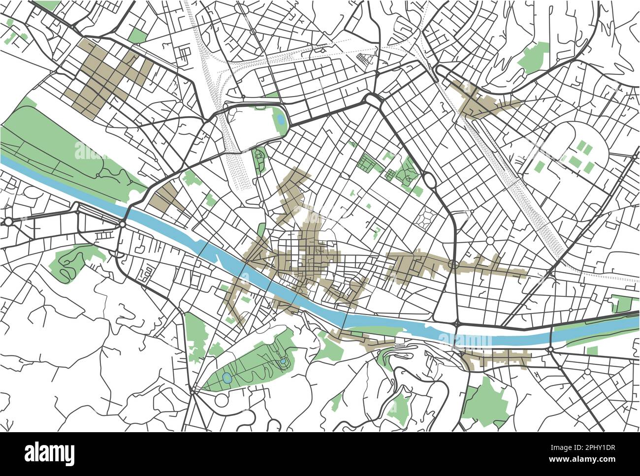 Mappa colorata della città vettoriale di Firenze Illustrazione Vettoriale