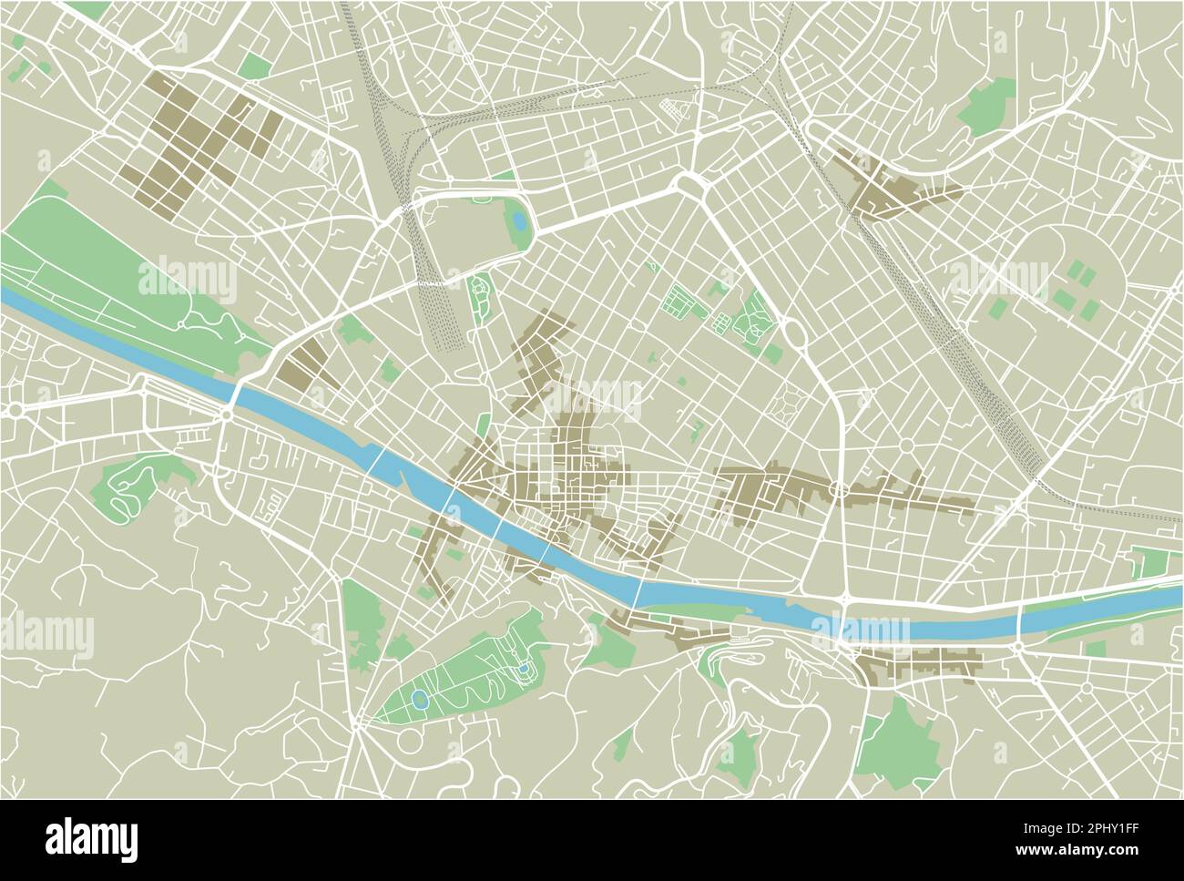 Mappa vettoriale della città di Firenze con strati separati ben organizzati. Illustrazione Vettoriale