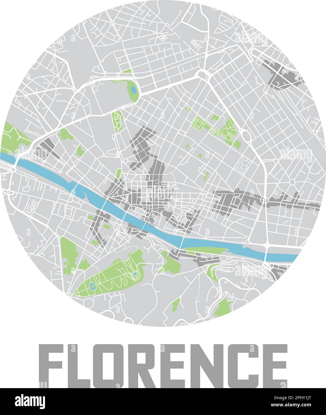 Icona della mappa minimalistica di Firenze. Illustrazione Vettoriale