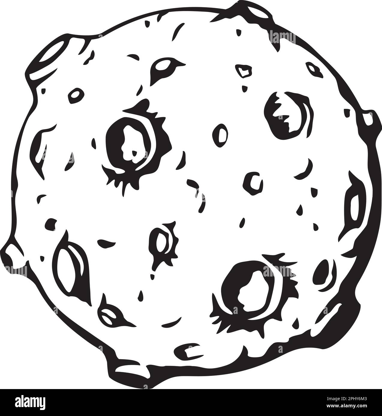 Luna piena con crateri lunari. Bianco e nero. Illustrazione vettoriale. Illustrazione Vettoriale