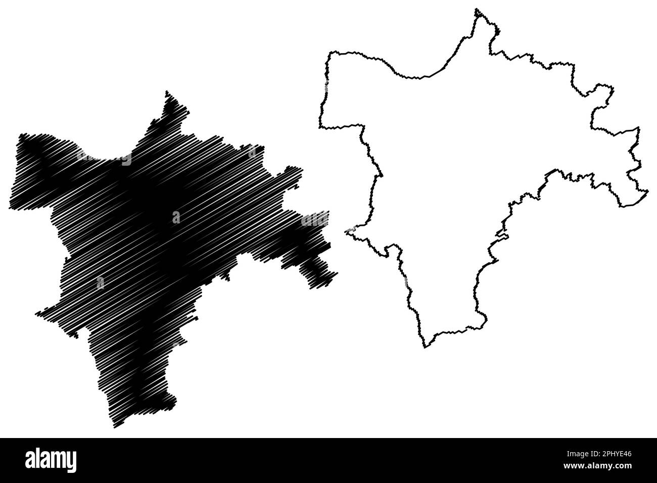 Vettore mappa i del distretto non metropolitano di Torridge (Regno Unito di Gran Bretagna e Irlanda del Nord, contea cerimoniale Devon o Devonshire, Inghilterra) Illustrazione Vettoriale