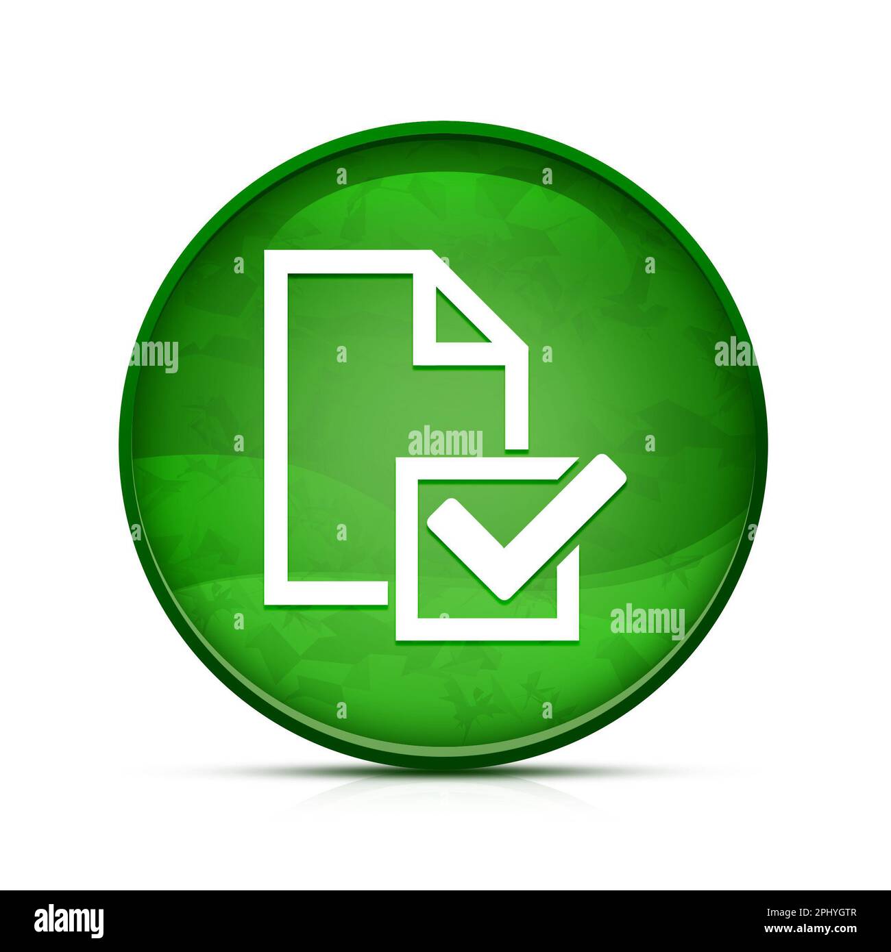 Icona Survey (elenco di controllo) sul pulsante rotondo verde di classe splash Foto Stock