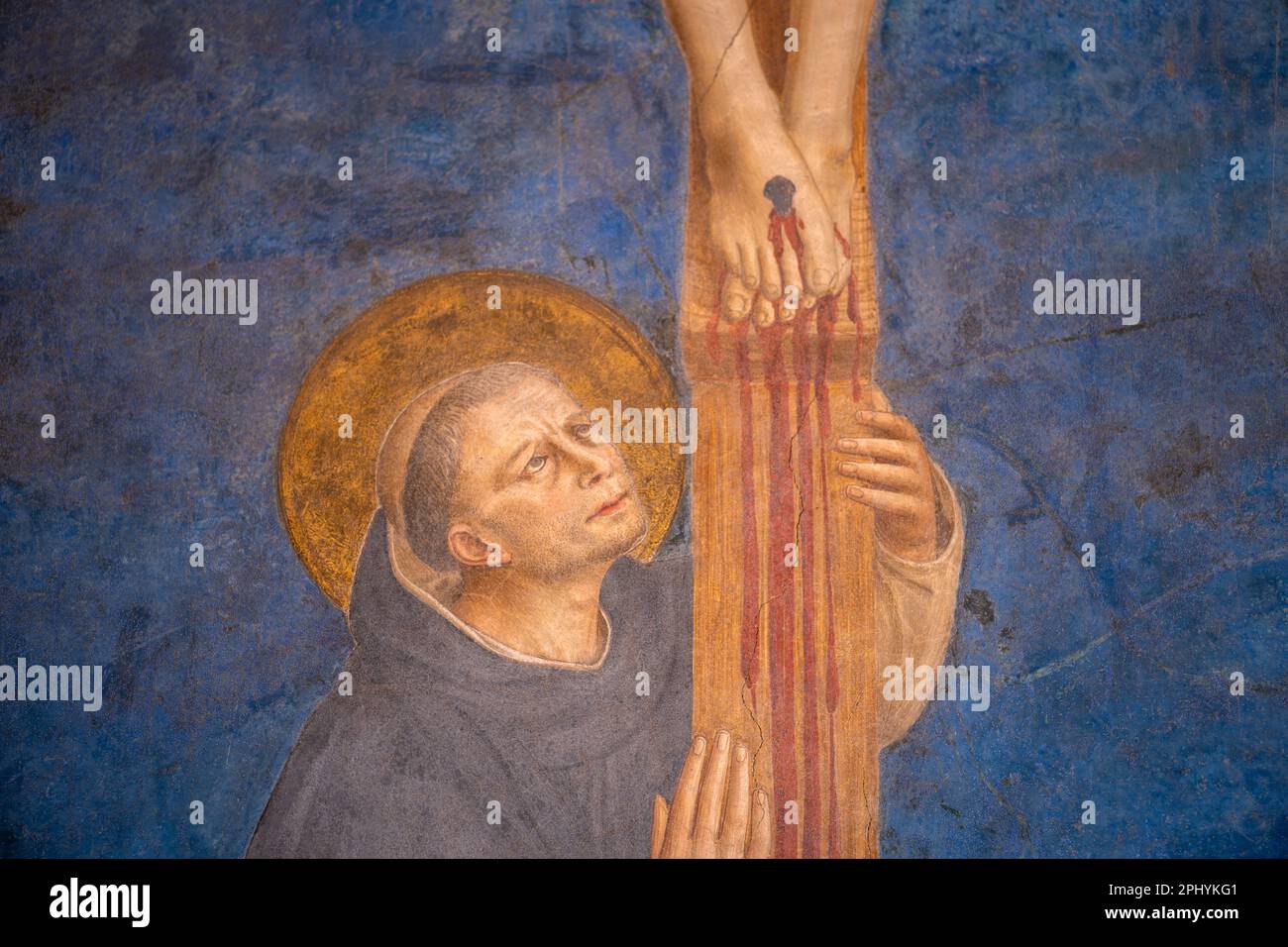 Affresco di Sant'Angelo, San Domenico che adora la Crocifissione, al Museo di San Marco, Firenze Foto Stock