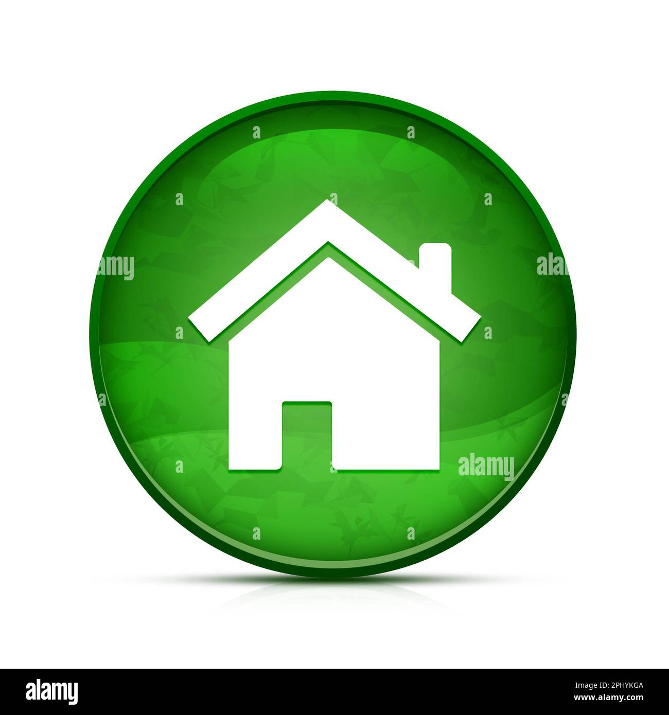 Icona Home sul classico pulsante rotondo verde splash Foto Stock