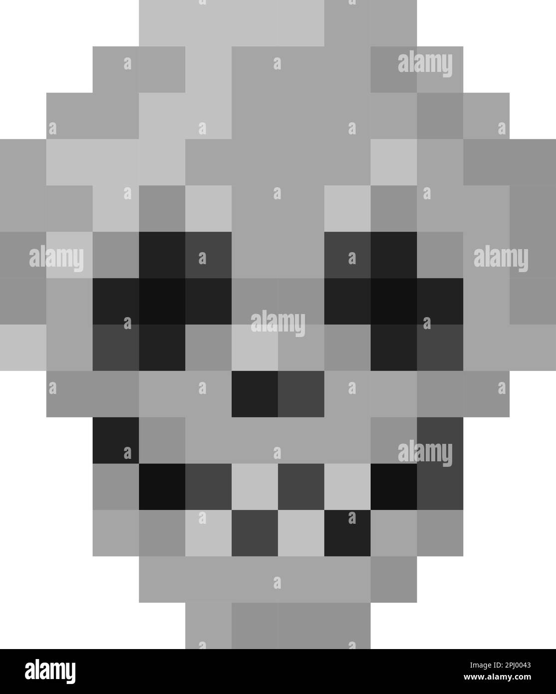 Pixel cranio art. Logo del cranio in stile gioco retrò. Illustrazione vettoriale Illustrazione Vettoriale