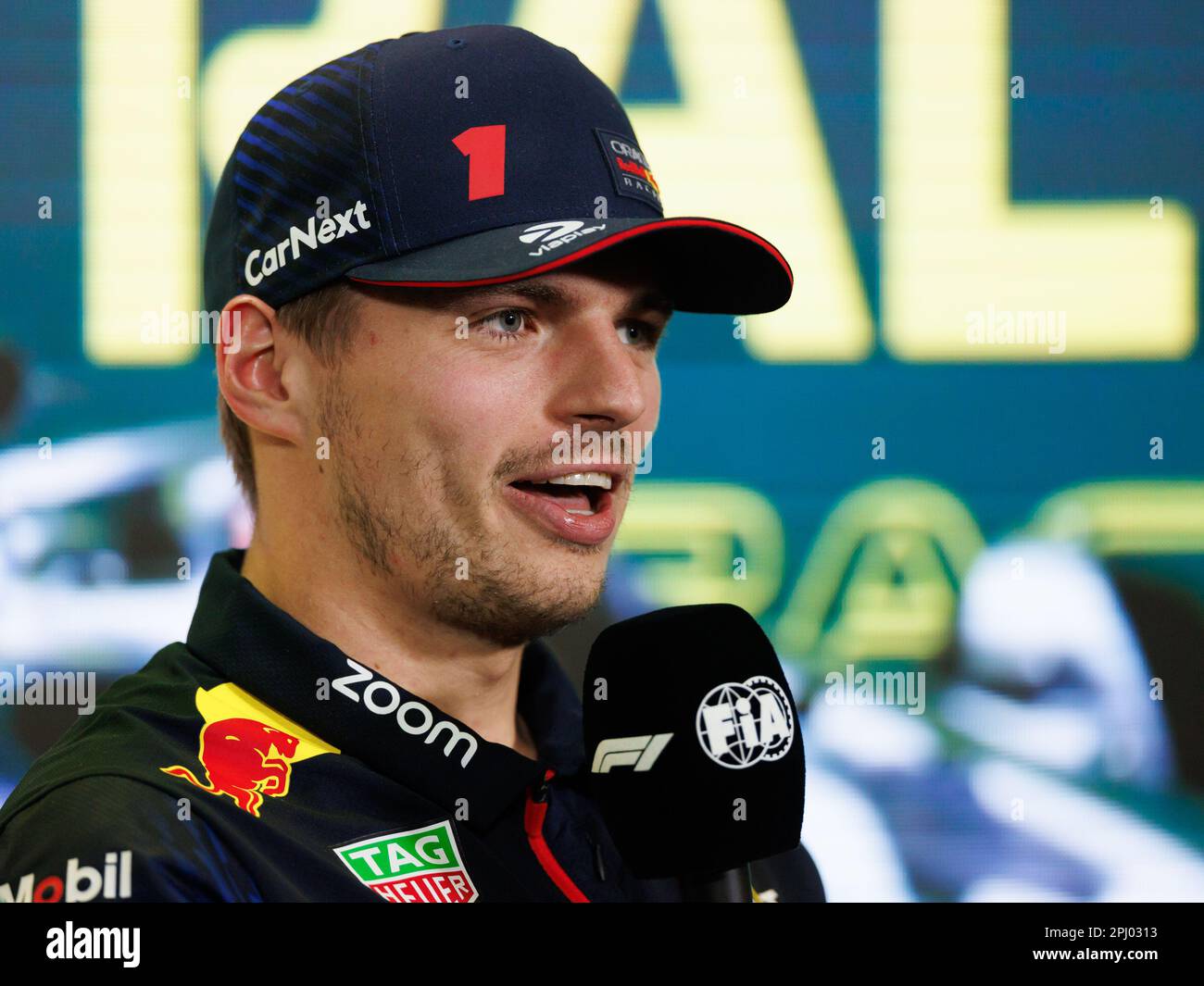 Albert Park, 30th marzo 2023 Max Verstappen (NED) del team Red Bull ad un presser durante il Gran Premio d'Australia di Formula 1 2023. Corleve/Alamy Live News Foto Stock