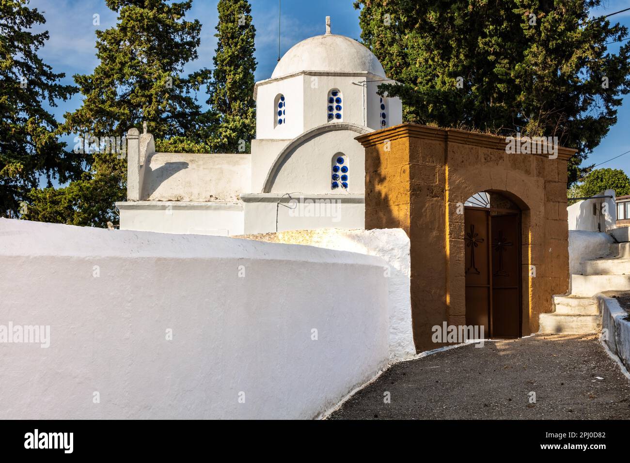 Cimitero di Archangelos, Rodi, Grecia Foto Stock