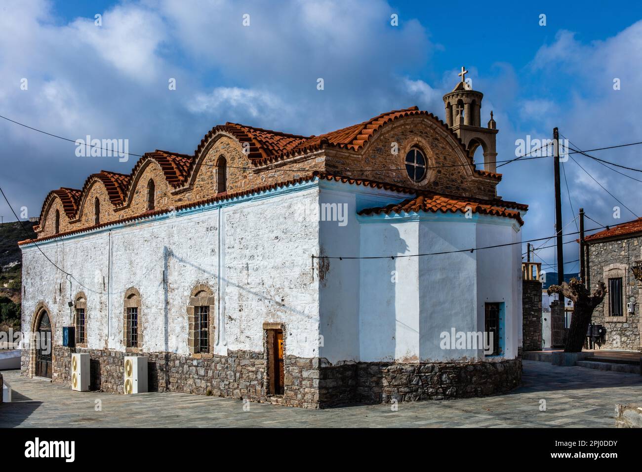 Mesanagros, un piccolo villaggio di montagna, Rodi, Grecia Foto Stock