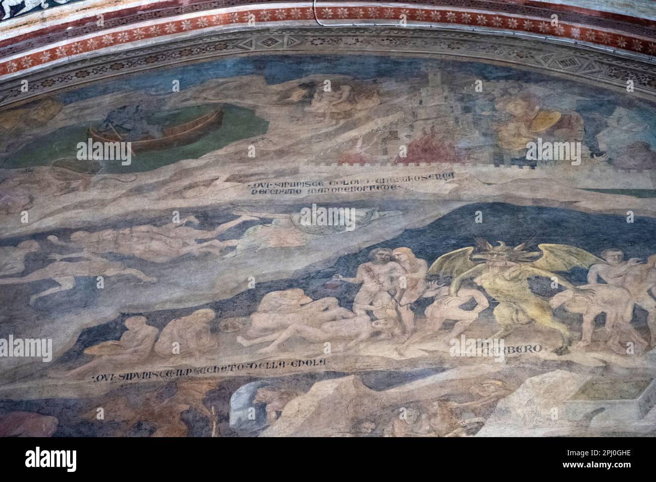 Vecchio affresco di ultima sentenza a Santa Maria Novella, Firenze Foto Stock