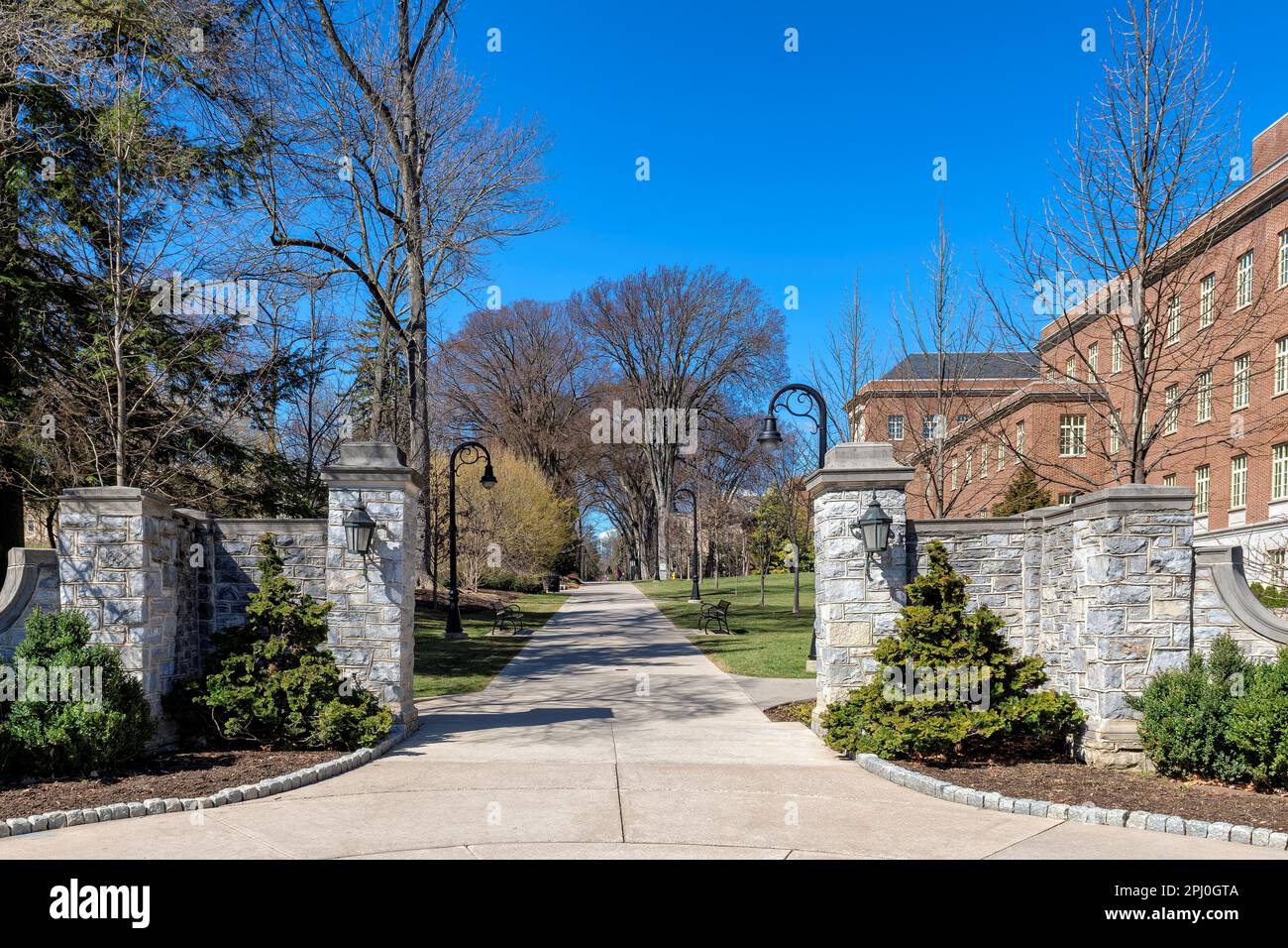 Il campus della Penn state University in primavera giorno di sole, state College, Pennsylvania. Foto Stock