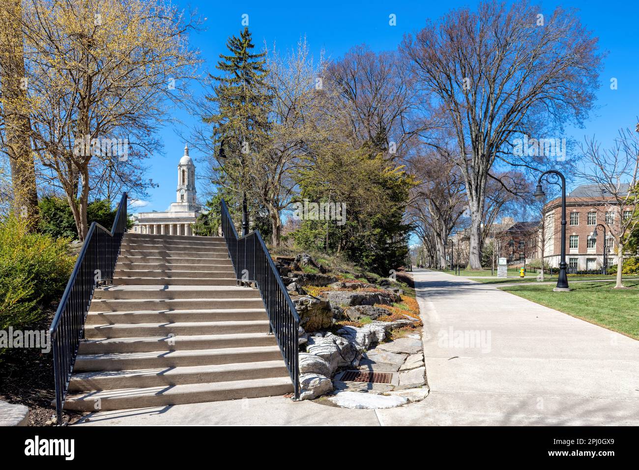 Il campus della Penn state University in primavera giorno di sole, state College, Pennsylvania. Foto Stock
