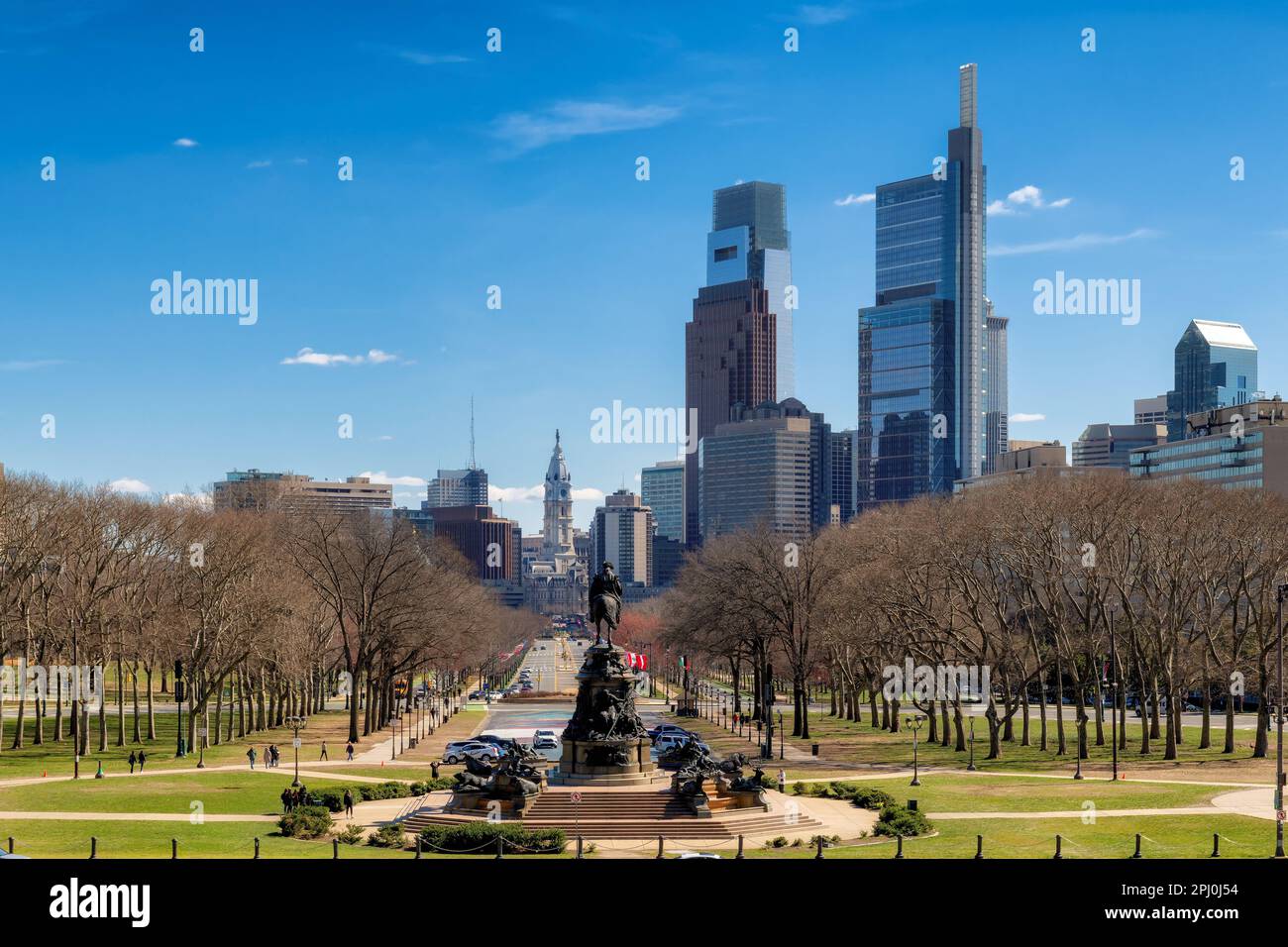Philadelphia City skyline in bella primavera giorno di sole Foto Stock
