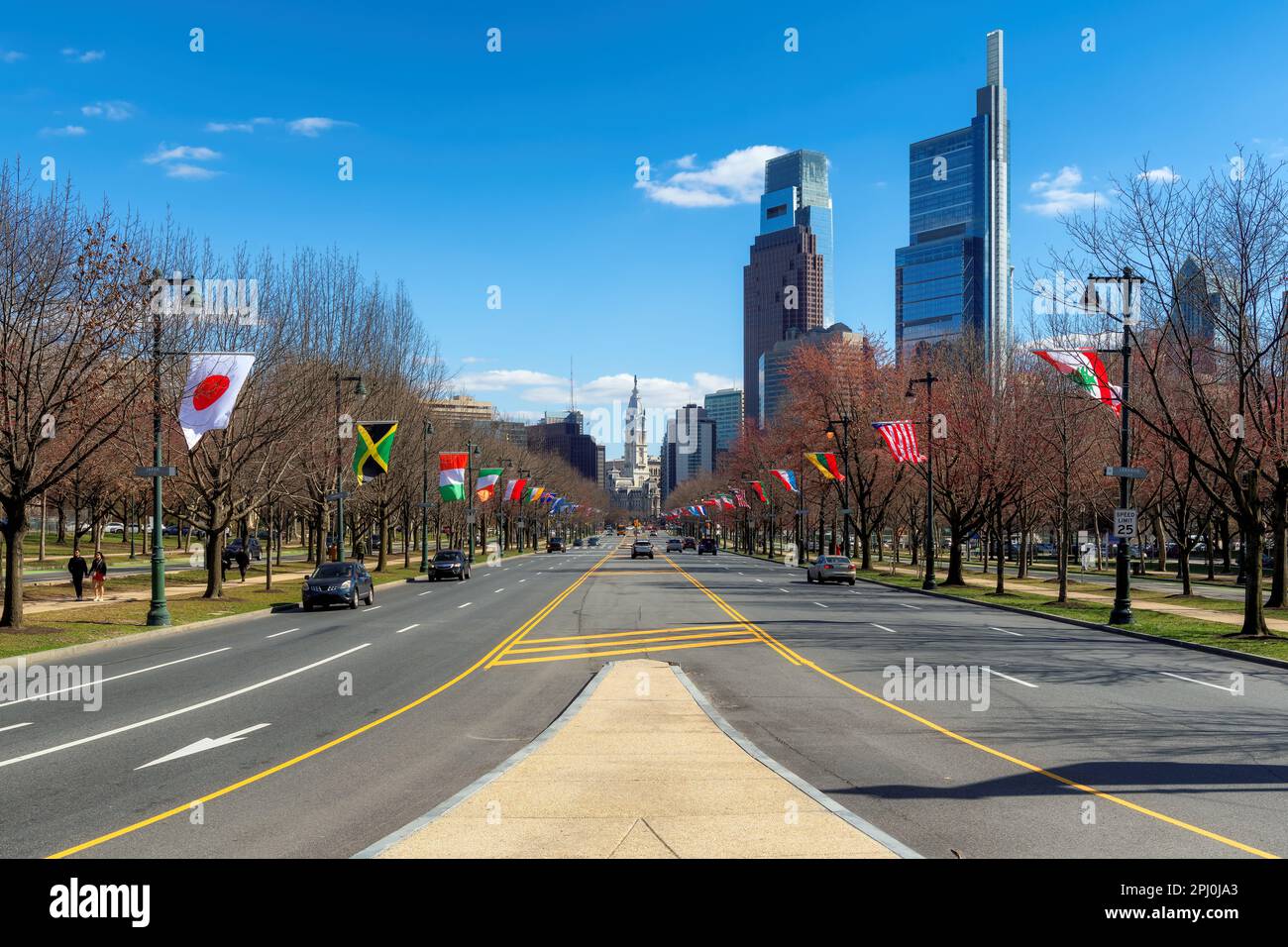 Philadelphia City skyline in bella primavera giorno di sole Foto Stock