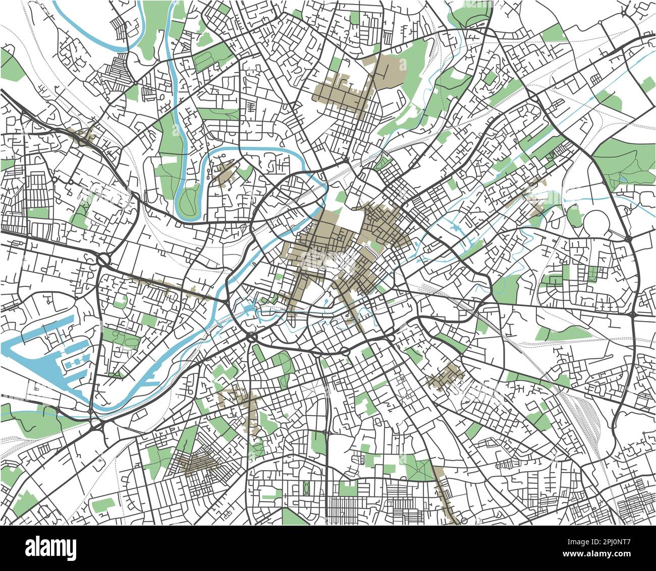 Colorata mappa vettoriale della città di Manchester Illustrazione Vettoriale