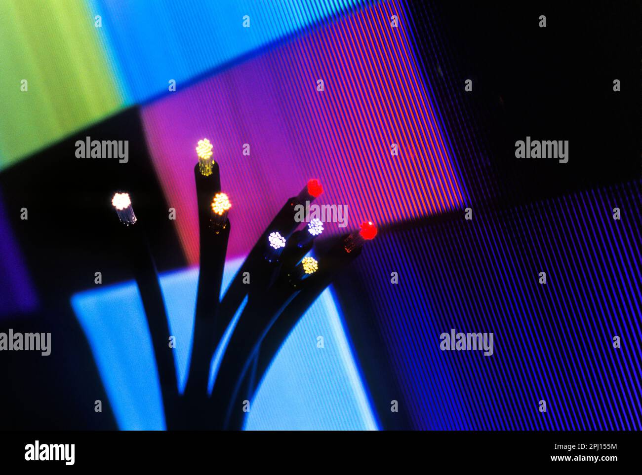 1994 TREFOLI STORICI IN FIBRA OTTICA (©KECK MAURER & SCHULTZ / CORNING GLASS WORKS 1970) SCHERMO TELEVISIVO A TUBO CATODICO Foto Stock