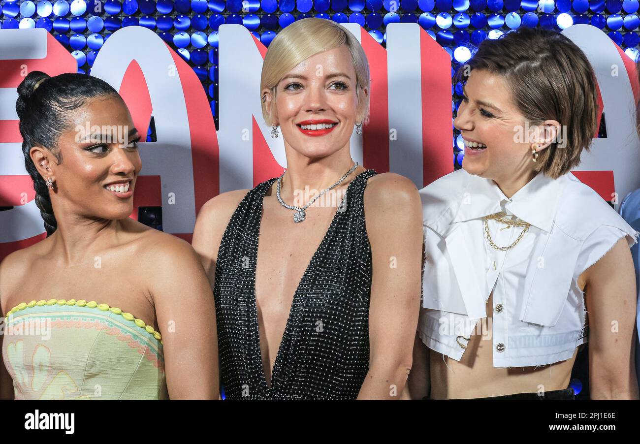 Picturehouse Central, Londra, Regno Unito. 30th Mar, 2023. Freema Agyeman, Lily Allen, Aimee-Ffion Edwards. Alla fotocellula per la nuova commedia oscura 'Dreamland'. Dreamland è una nuova commedia Sky Atlantic ambientato a Margate che si evolve intorno a una famiglia multigenerazionale e a quattro sorelle riunite nella città costiera di Kentish. Credit: Imageplotter/EMPICS/Alamy Live News Foto Stock