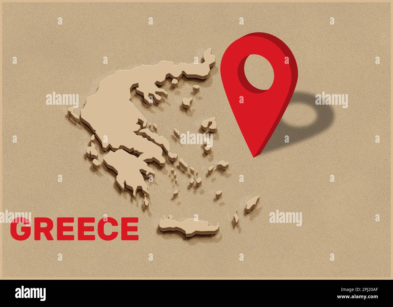 Mappa nazionale 3D della Grecia Foto Stock