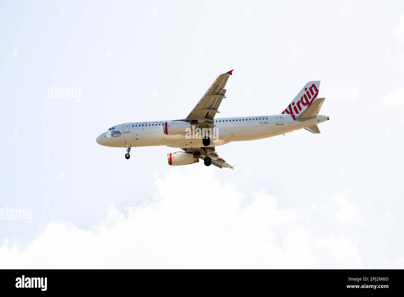 Perth, Australia - 23 settembre 2022: Atterraggio di un volo Virgin Airbus 320 Foto Stock