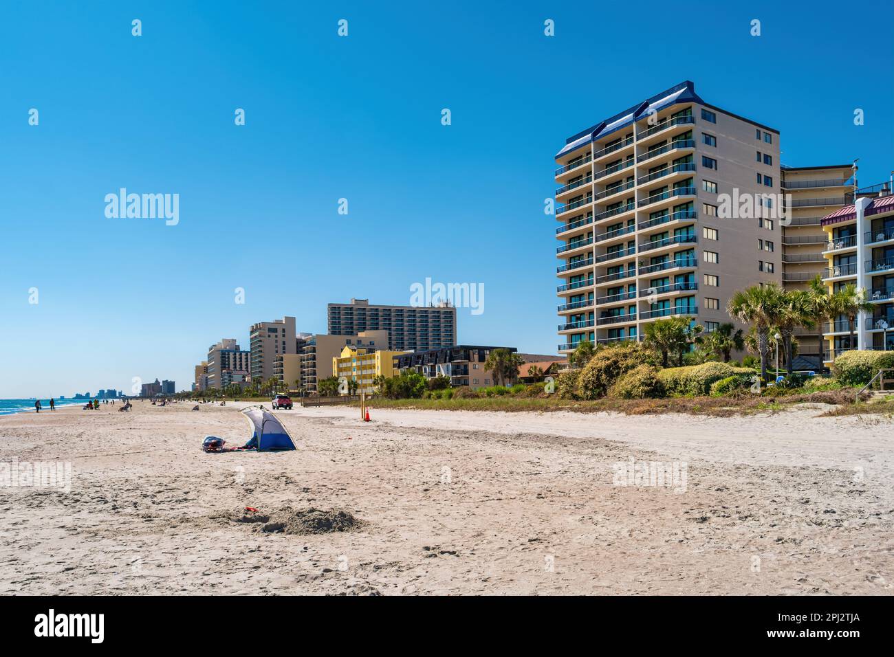 La gente ama la spiaggia di Myrtle Beach, South Carolina, USA Foto Stock