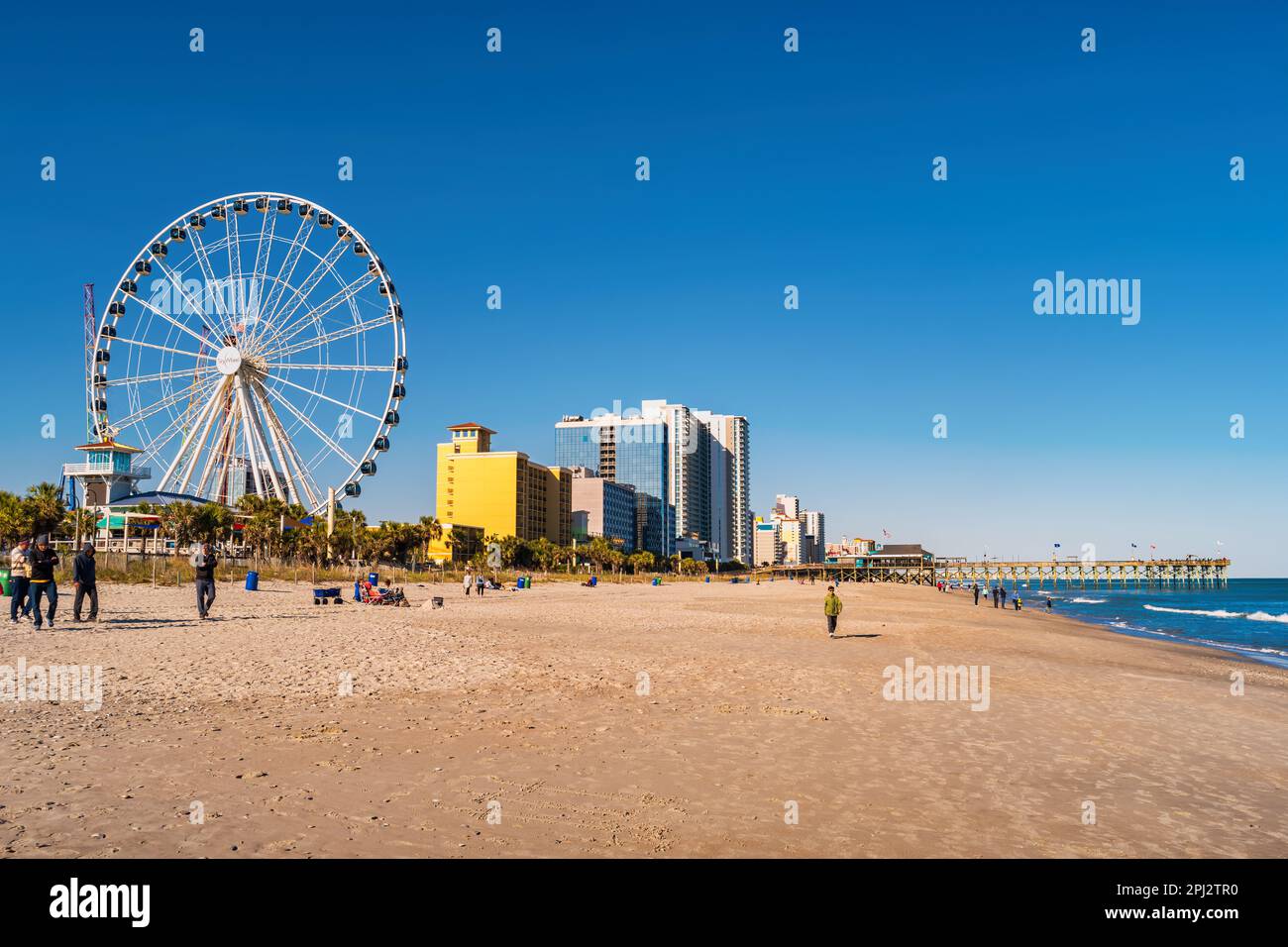La gente ama la spiaggia di Myrtle Beach, South Carolina, USA Foto Stock