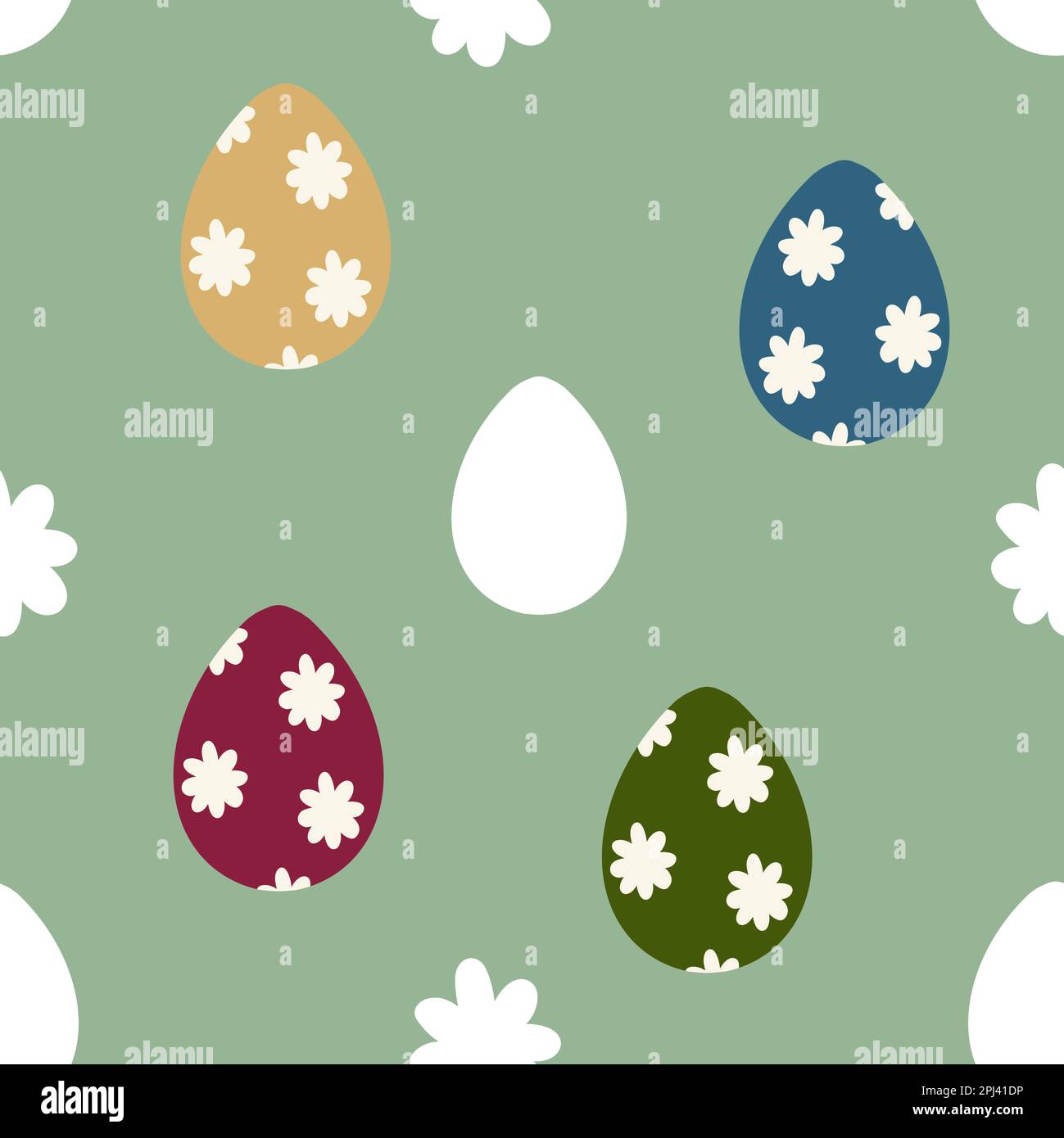 Uovo di Pasqua motivo senza cuciture Raster stampa allover disegnata a mano con uova floreali Foto Stock