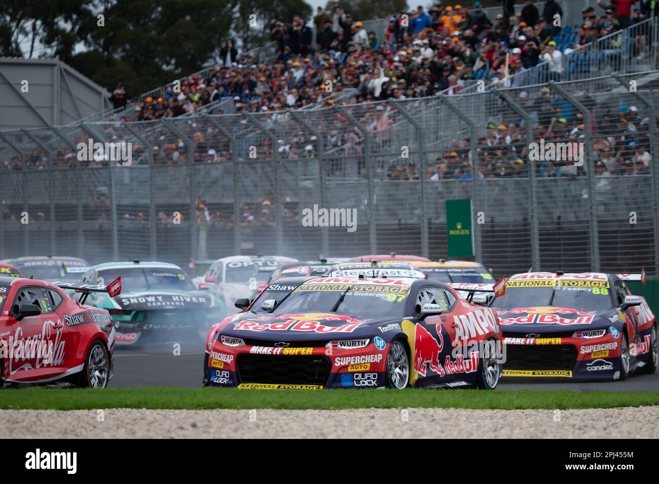 Melbourne, Australia, 31 marzo 2023. Shane van Gisbergen (97) guida per la Triple Eight Race Engineering durante la gara Supercars 2 al Gran Premio d'Australia di Formula uno il 31 marzo 2023, al circuito del Gran Premio di Melbourne ad Albert Park, Australia. Credit: Dave Hewison/Speed Media/Alamy Live News Foto Stock