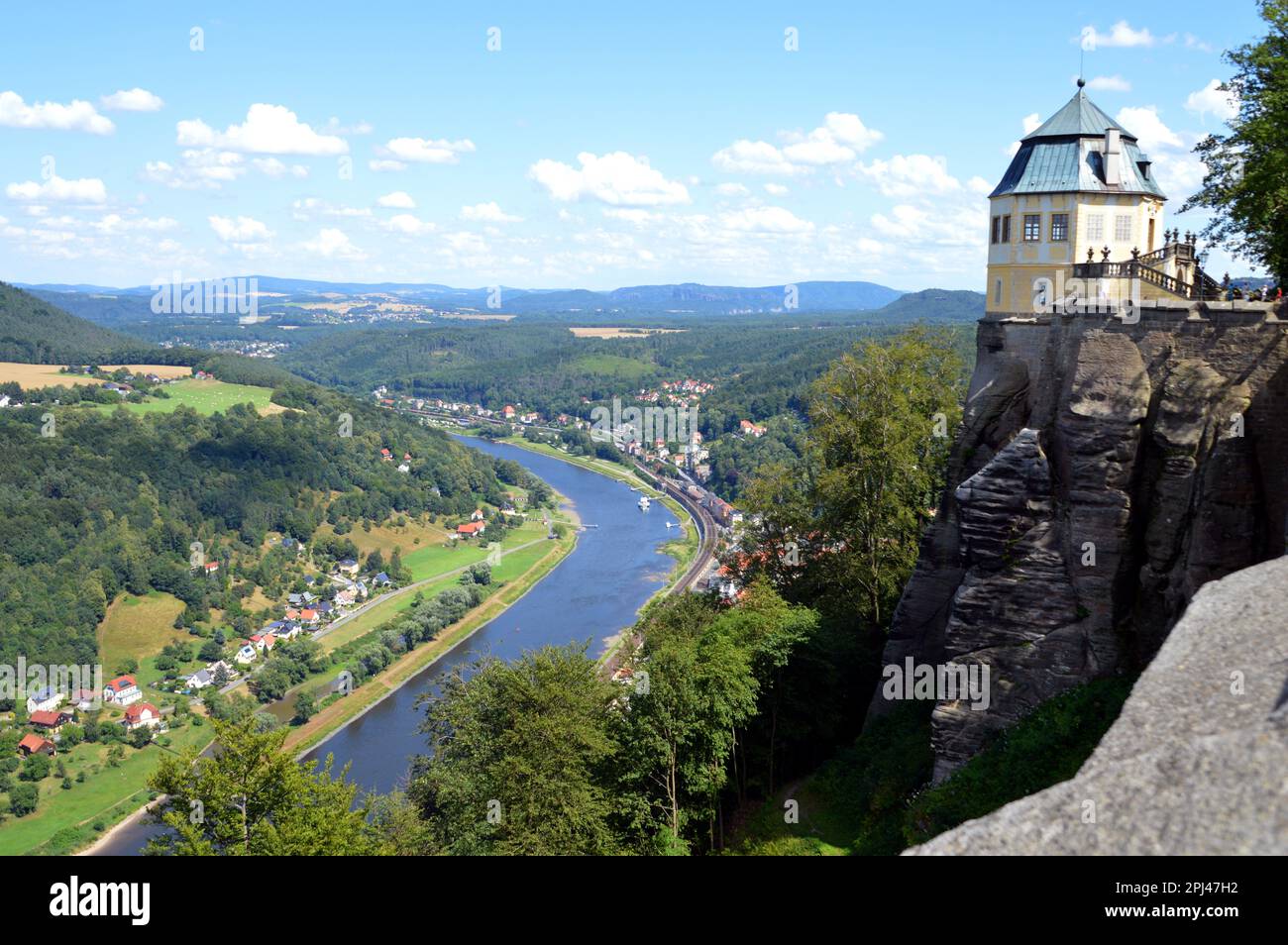 Germania, Sassonia svizzera (Sächsische Schweiz): La Friedrichsburg barocca sulle pareti della fortezza di Königstein godette di viste panoramiche. In origine Foto Stock