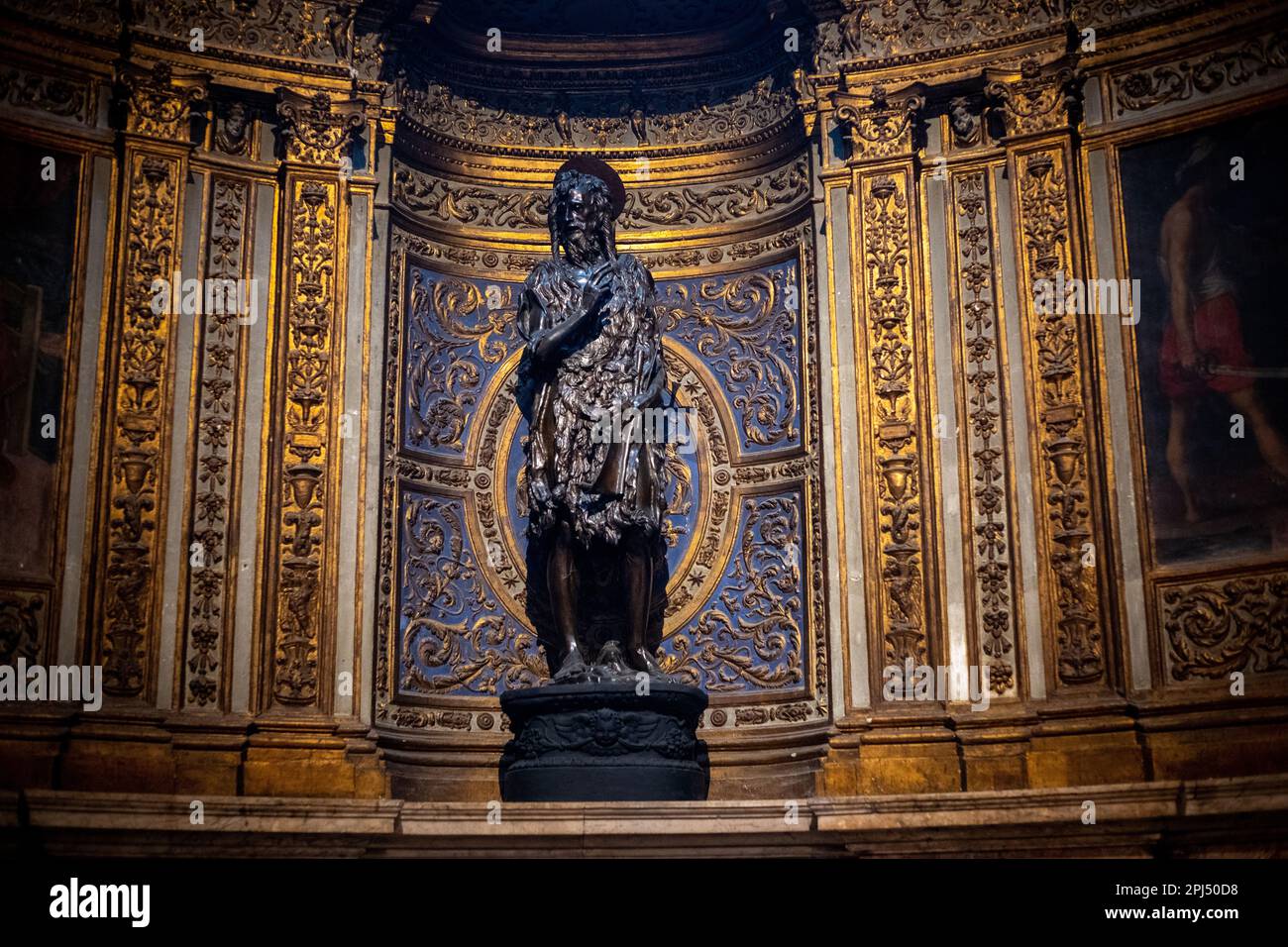 Statua di San Giovanni Battista di Donatello nella cattedrale di Siena Foto Stock