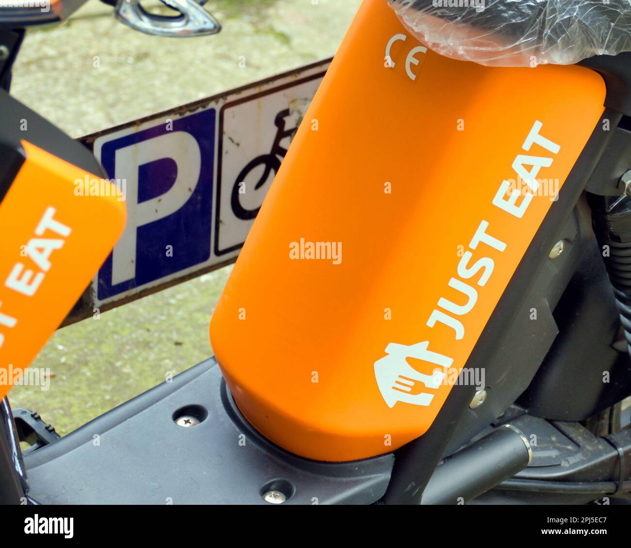 logo just eat consegna bici Foto Stock
