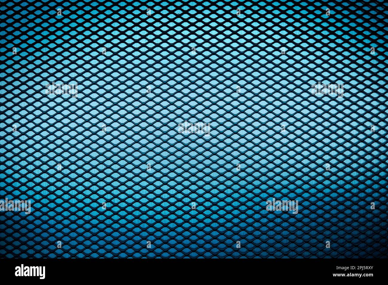 Sfondo metallico. Superficie in acciaio. Maglia blu ferro. Foglio metallico astratto Foto Stock