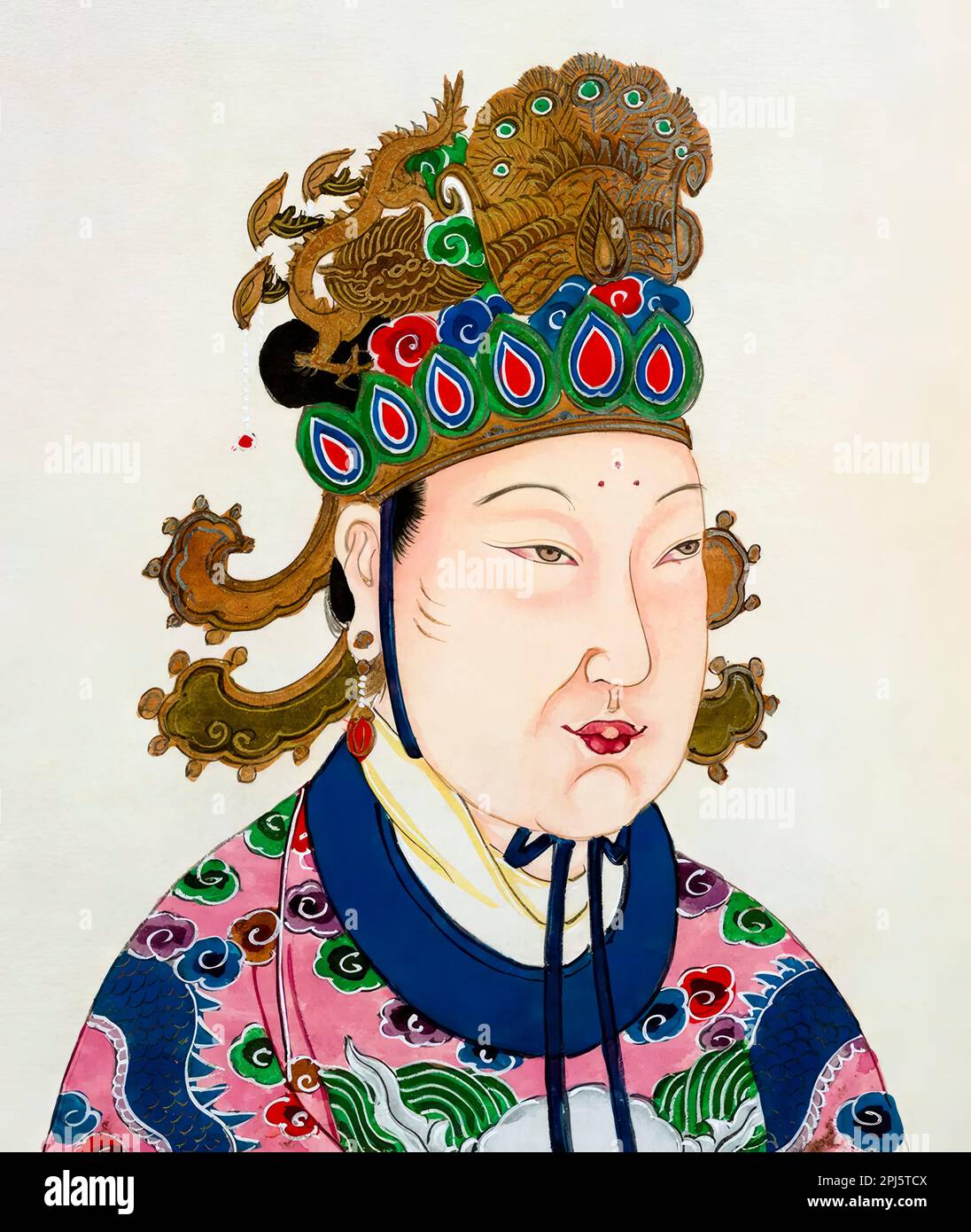 WU Zetian (624-705), Imperatrice cinese della dinastia Tang (665-705), dipinto ritratto, prima del 1799 Foto Stock