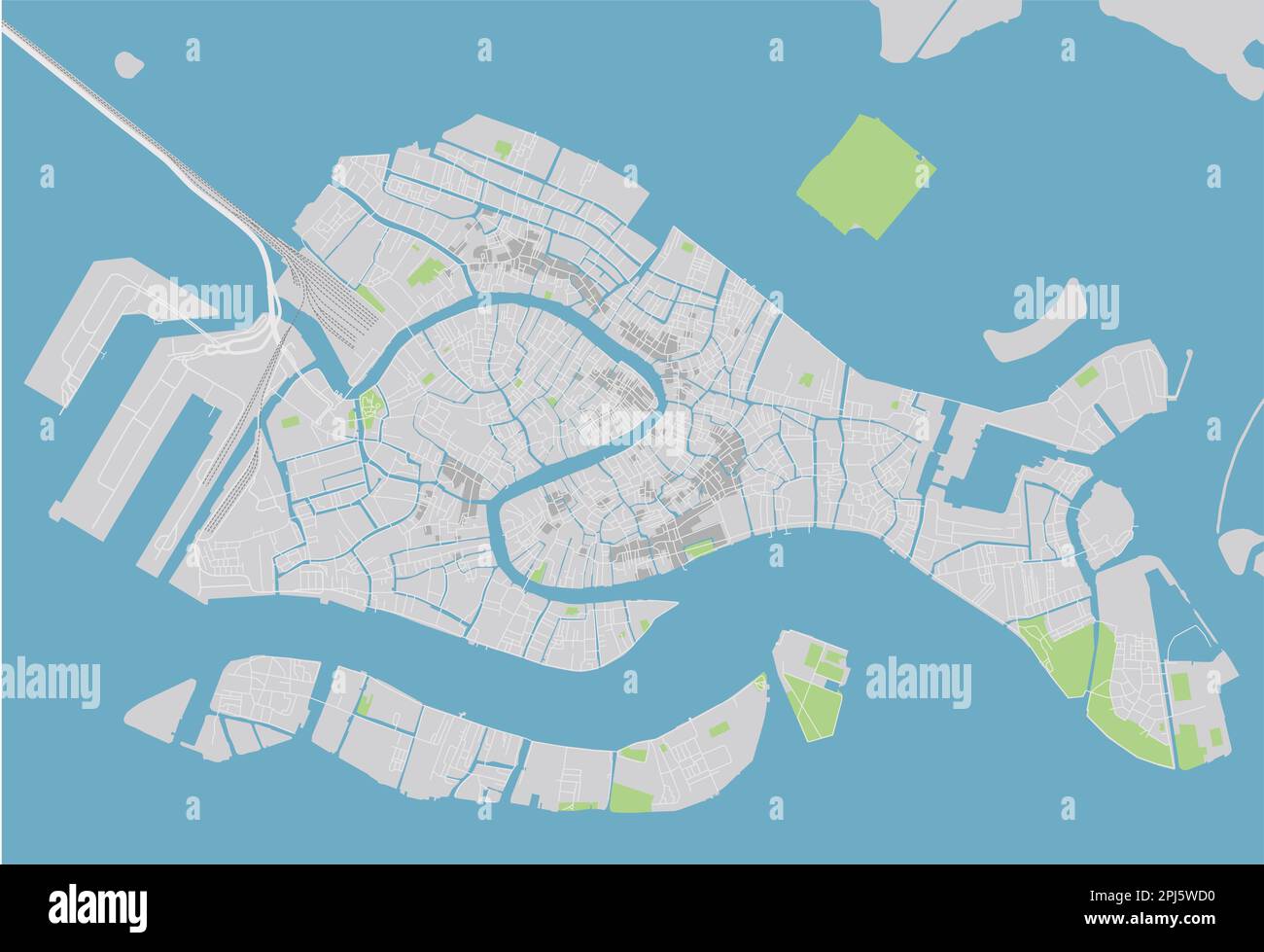 Mappa vettoriale della città di Venezia con strati separati ben organizzati. Illustrazione Vettoriale