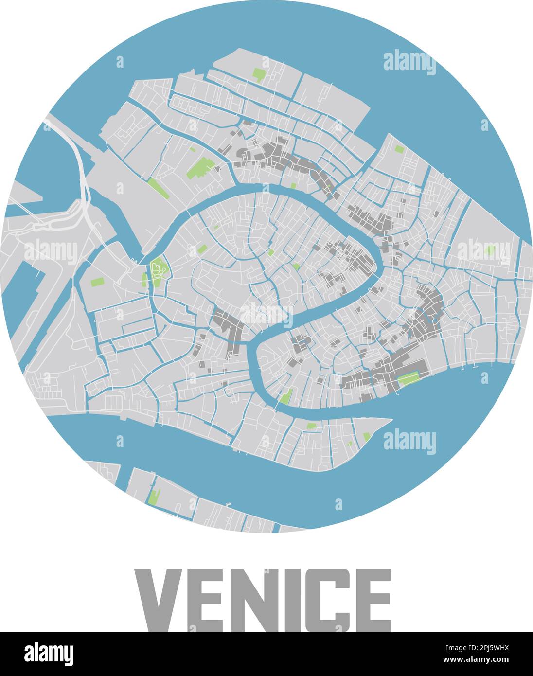 Icona minimalistica della mappa di Venezia. Illustrazione Vettoriale