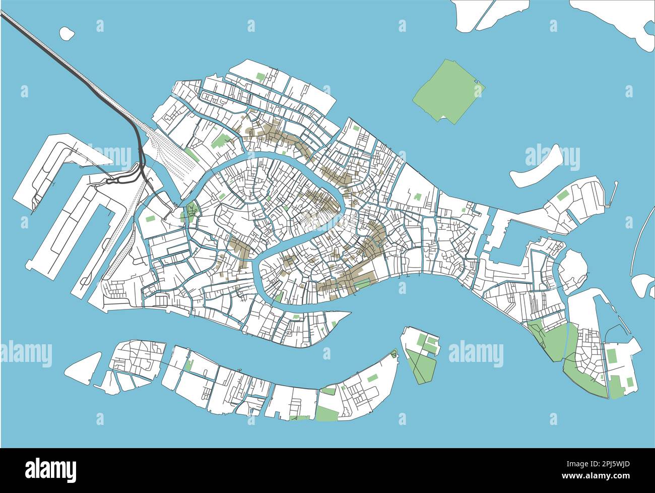 Colorata mappa vettoriale della città di Venezia Illustrazione Vettoriale