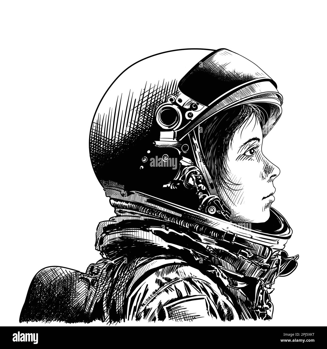 Ragazza astronauta in una tuta spaziale Illustrazione Vettoriale