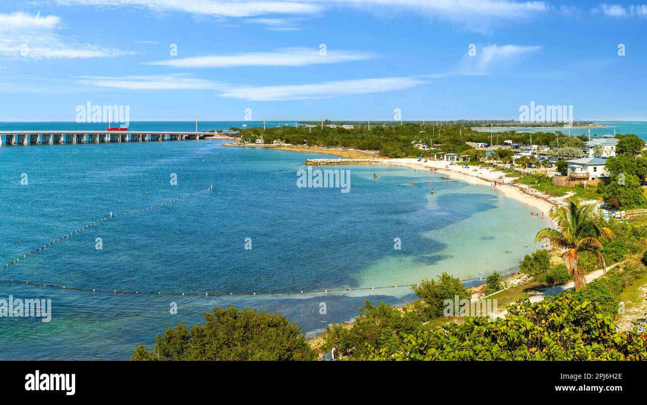 Vista aerea di Calusa e della spiaggia di Loggerhead nelle Florida Keys Foto Stock