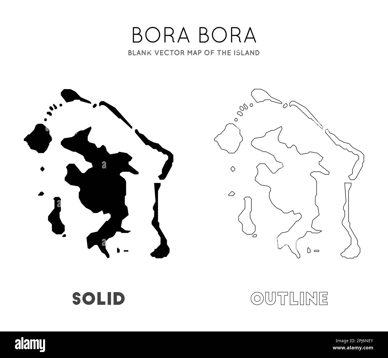 Mappa di Bora Bora. Confini dell'isola per la tua infografica. Illustrazione vettoriale. Illustrazione Vettoriale