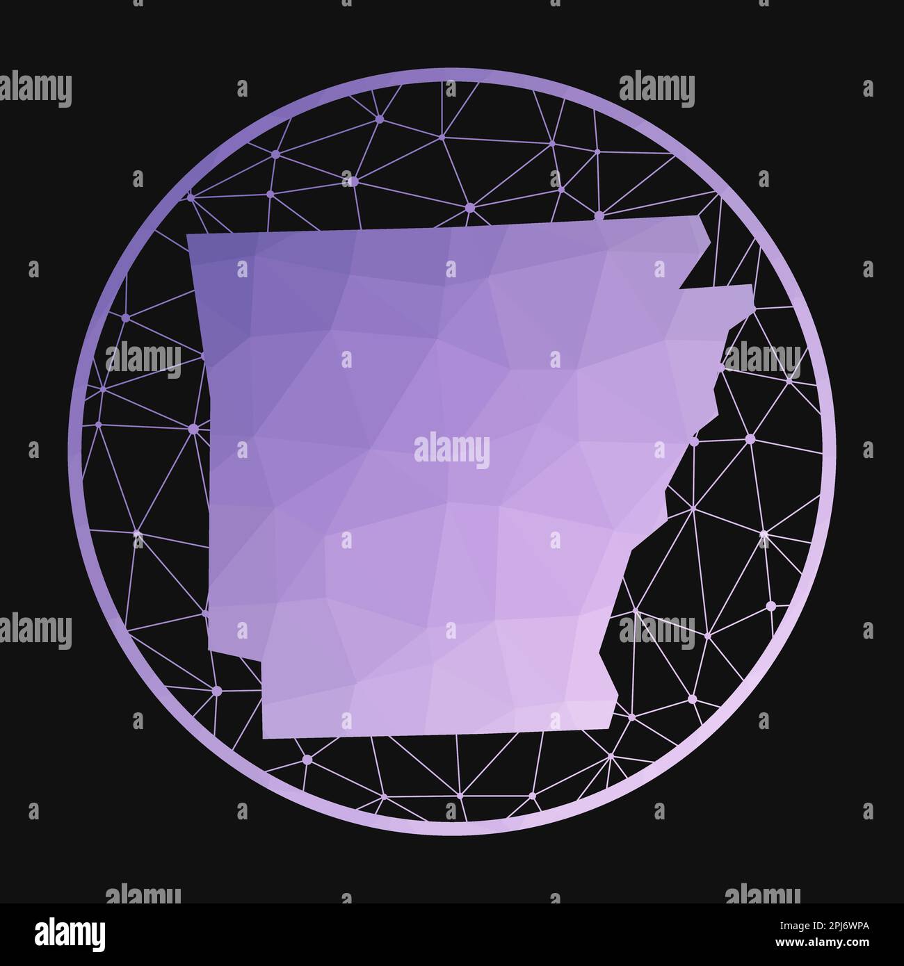Icona Arkansas. Mappa poligonale vettoriale dello stato degli Stati Uniti. Icona dell'Arkansas in stile geometrico. Illustrazione Vettoriale