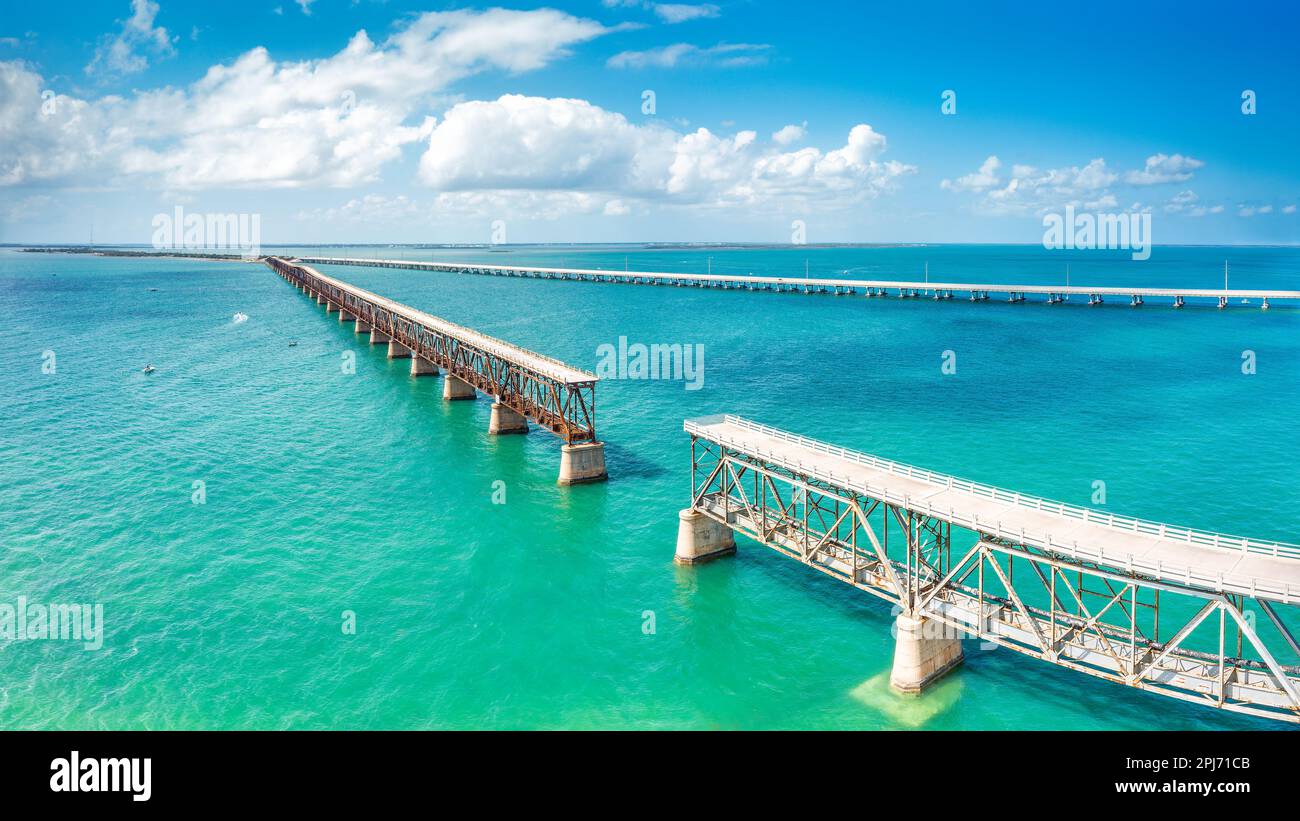 Vista aerea del ponte ferroviario Bahia Honda Foto Stock