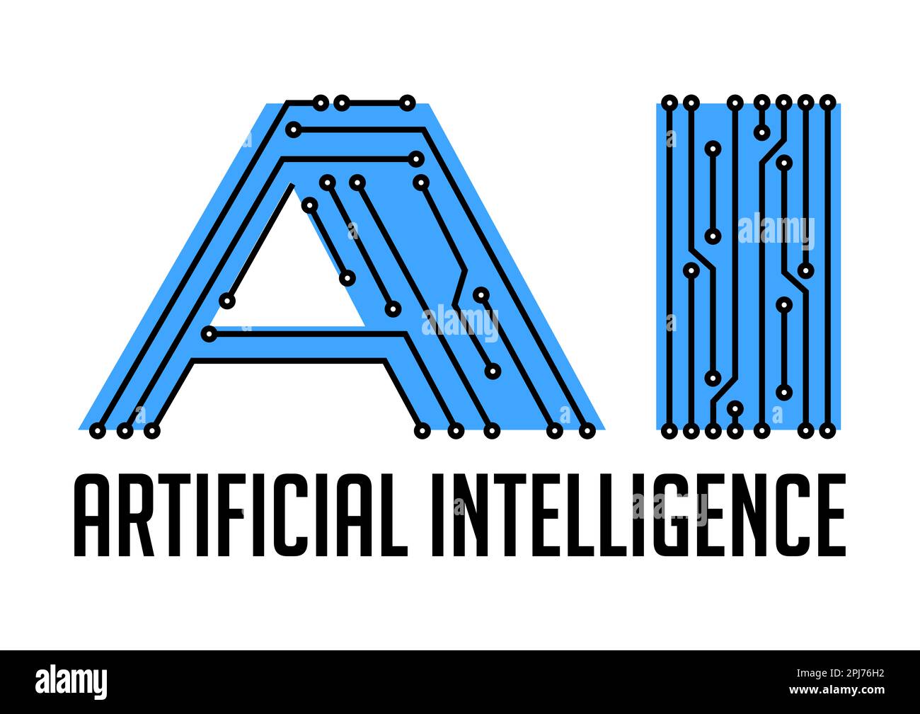 Intelligenza artificiale - concept logo - lettere ai come circuito integrato al computer Foto Stock