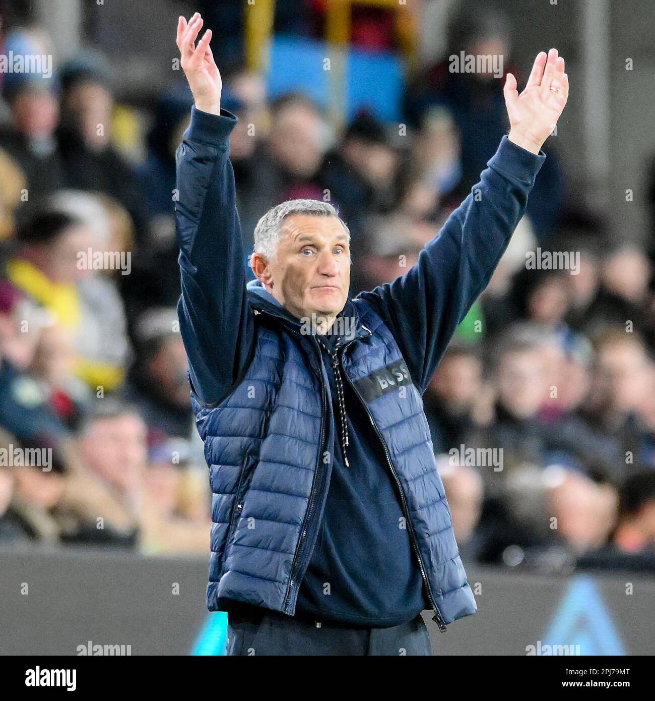 Tony Mowbray, manager di Sunderland durante la partita del campionato Sky Bet, Burnley vs Sunderland a Turf Moor, Burnley, Regno Unito, 31st marzo 2023 (Foto di ben Roberts/News Images) Foto Stock